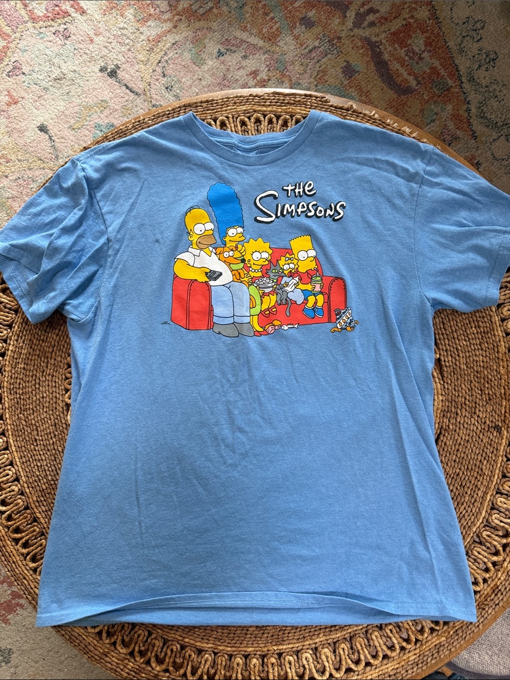 LG Light Blue The Simpsons Logo Interior Tee